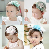 High Quality Cute Kids Headband Big Flowers Lace Newborn Elastic Hairbands Hair Accessories For Children Girls Headwear A279-2