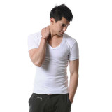 High Quality Cotton T-Shirt Men Brand XUBA T Shirts Men Sexy V Neck Mens T Shirts Simple Plain Colors Tee Tops White T Shirt
