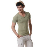 High Quality Cotton T-Shirt Men Brand XUBA T Shirts Men Sexy V Neck Mens T Shirts Simple Plain Colors Tee Tops White T Shirt