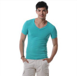 High Quality Cotton T-Shirt Men Brand XUBA T Shirts Men Sexy V Neck Mens T Shirts Simple Plain Colors Tee Tops White T Shirt