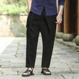 High Quality Cotton Linen China Retro Male Casual Pants Men Fashion Loose Harem Pant Solid Color Trousers