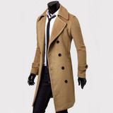 High Quality Coat Men Double Buttons Sobretudo Masculino Slim Fit Long Trench Coat Men Autumn Overcoat