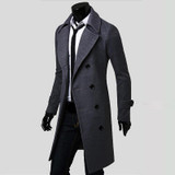 High Quality Coat Men Double Buttons Sobretudo Masculino Slim Fit Long Trench Coat Men Autumn Overcoat