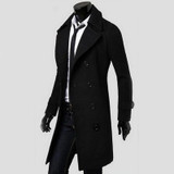 High Quality Coat Men Double Buttons Sobretudo Masculino Slim Fit Long Trench Coat Men Autumn Overcoat