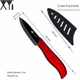 High quality ceramic knife set 3" paring 4" utility 5" slicing knife and black blade+red handle kitchen knives three-piece set