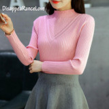 High quality cashmere sweater pullover high collar turtleneck sweater turn-down collar solid color women's basic sweater