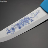 High Quality Blue Flower Painted Zirconia Ceramic fruit kitchen Knife Set Kit 3" 4" 5'' 6''inch Peeler+Free shipping