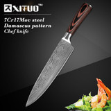High quality 8"inch Utility Chef Knives Imitation Damascus steel Santoku kitchen Knives Sharp Cleaver Slicing Knives Gift Knife