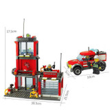 BOHS Fire Station Truck Helicopter Firefighters Figures Engine Children Educational Building Block Toy