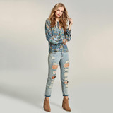 Bohoartist Women Blouse Bohemian Chic Flower Print Lantern Sleeve Folk Custom Clothing Lace Up Female Casual Slim Blouses New