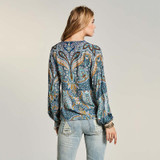 Bohoartist Women Blouse Bohemian Chic Flower Print Lantern Sleeve Folk Custom Clothing Lace Up Female Casual Slim Blouses New