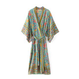Boho Vintage Floral Print Sashes Long Kimono Shirt Women 2017 New Fashion Cardigan Coat Batwing Sleeve Loose Blouse Femme Blusa