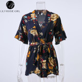 Boho Red Floral Print Ruffles Playsuits Women Elegant Autumn White V Neck Jumpsuits Rompers Sexy Beach Girls Short Overalls Boho Red Floral Print Ruffles Playsuits Women Elegant Autumn White V Neck Jumpsuits Rompers Sexy Beach Girls Short Overalls