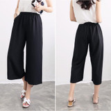 Boho Pants Women 2017 Summer Loose Capris Casual High Waist Wide Leg Pants Chiffon Solid Fashion Trousers Plus Size 3XL 4XL 5XL