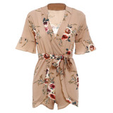 Boho Floral Ruffles Playsuits Women Bodysuits 2017 Summer V-Neck Jumpsuits Rompers Sashes Sexy Beach Girl Chiffon Short Overalls Boho Floral Ruffles Playsuits Women Bodysuits 2017 Summer V-Neck Jumpsuits Rompers Sashes Sexy Beach Girl Chiffon Short Overalls