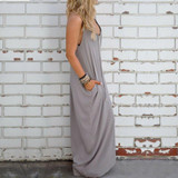 Boho Dress Women Strapless Sexy V Neck Sleeveless Dress Loose Long Maxi Solid Dress Oversized Boho Dress Women Strapless Sexy V Neck Sleeveless Dress Loose Long Maxi Solid Dress Oversized