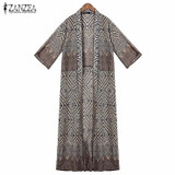 Bohemian Style 2016 Women Summer Diamond Printed Blouse Tops Loose Kimono Half Sleeve Long Cardigan Tops Blusas Plus Size