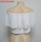 Bohemian off shoulder summer crop top blouses shirts 2017 new lace splice white tops for women slash neck sexy hot short blouse
