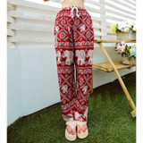 Bohemian Floral Elephant Print Pants for women 2017 Summer Beach Chiffon Trousers Elastic Waist Drawstring Loose Bottoms femme