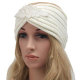 Bohemia winter women headband Knitting wool girl hairband Crochet women Turban diamond ornaments striped diademas para mujer