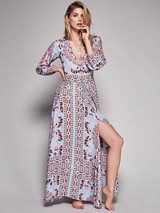 Bohemia Printed V-neck Maxi Dress