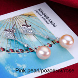 Bohemia Pearl Earrings 925 Silver Jewelry,Natural Freshwater Pearl Earring for Women,Trendy Wedding Girls Gift White Water Drop