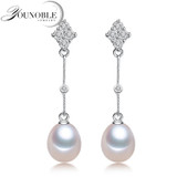 Bohemia Pearl Earrings 925 Silver Jewelry,Natural Freshwater Pearl Earring for Women,Trendy Wedding Girls Gift White Water Drop
