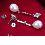 Bohemia Pearl Earrings 925 Silver Jewelry,Natural Freshwater Pearl Earring for Women,Trendy Wedding Girls Gift White Water Drop