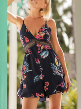 Bohemia Printed Backless Condole Belt Rompers