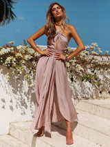 Bohemia Halterneck Backless Split Maxi Dress