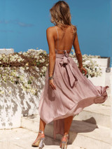 Bohemia Halterneck Backless Split Maxi Dress