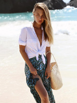 Bohemia Floral-Printed Split-side Beach Skirt Bottoms