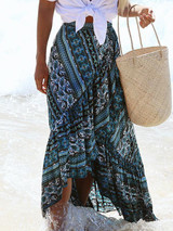 Bohemia Floral-Printed Split-side Beach Skirt Bottoms