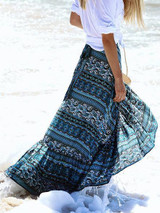 Bohemia Floral-Printed Split-side Beach Skirt Bottoms