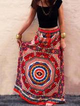 Bohemia Floral-printed Long Skirt Bottoms