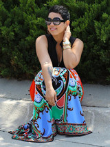 Bohemia Floral-printed Skirt Bottoms