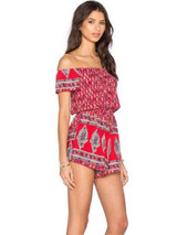 Bohemia Floral Off Shoulder Short Jumpsuits