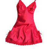 Oioninos Women Sexy Silk Satin Night Dress Sleeveless Nighties V-neck Nightgown Nightdress Lace Sleepwear Nightwear For Ladies