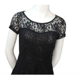 Oioninos Women Floral Lace Dress Short Sleeve Party Casual Blue Mini Dresses