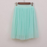 OHRYIYIE Tulle Skirts Women 2017 New Summer High Waist Short Tutu Skirt Female Elastic Waist Pleated Midi Skirt Jupe Femme S1013
