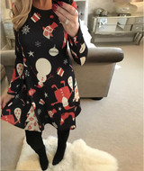 OHRYIYIE Plus Size 5XL Womens Dress 2017 Casual Long Sleeve Print A-Line Dress Female Christmas Party Dresses Vestido De Festa