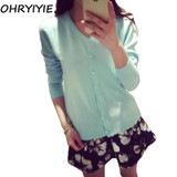 OHRYIYIE Candy Colors Knitted Cardigan Female Spring Autumn Long Sleeve Cardigans For Women Single Breasted Knit Sweater Femme