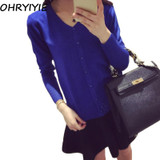 OHRYIYIE Candy Colors Knitted Cardigan Female Spring Autumn Long Sleeve Cardigans For Women Single Breasted Knit Sweater Femme