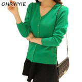 OHRYIYIE Candy Colors Knitted Cardigan Female Spring Autumn Long Sleeve Cardigans For Women Single Breasted Knit Sweater Femme