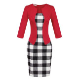 Office Dress Black Plaid Bodycon Pencil Vintage Midi Fashion Apparel Vestido De Festa Clothes Female Women Work Summer Dress