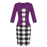 Office Dress Black Plaid Bodycon Pencil Vintage Midi Fashion Apparel Vestido De Festa Clothes Female Women Work Summer Dress