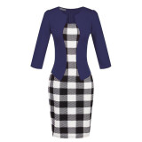 Office Dress Black Plaid Bodycon Pencil Vintage Midi Fashion Apparel Vestido De Festa Clothes Female Women Work Summer Dress