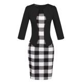Office Dress Black Plaid Bodycon Pencil Vintage Midi Fashion Apparel Vestido De Festa Clothes Female Women Work Summer Dress
