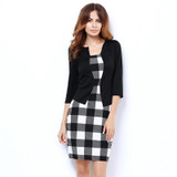 Office Dress Black Plaid Bodycon Pencil Vintage Midi Fashion Apparel Vestido De Festa Clothes Female Women Work Summer Dress