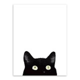 Watercolor Minimalist Kawaii Animals Black Cats Head Canvas A4 Art Print Poster Nordic Wall Picture Home Decor Painting No Frame